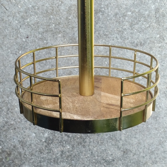 Kitchen - Metal and Wood Paper Towel Holder with Basket - Picture 3 of 7